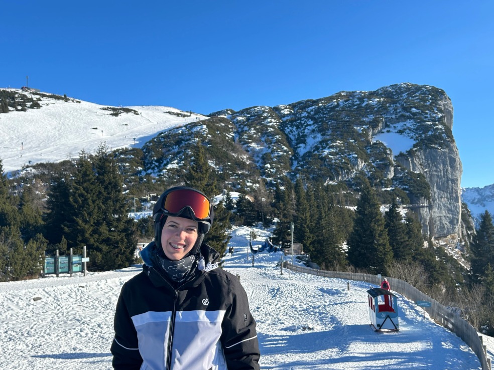 A photo of me skiing